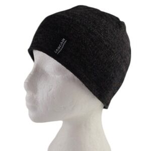 CASCADE Unisex Merino Wool Knit Beanie Hat Heathered Grey Black Fleece Band O/S